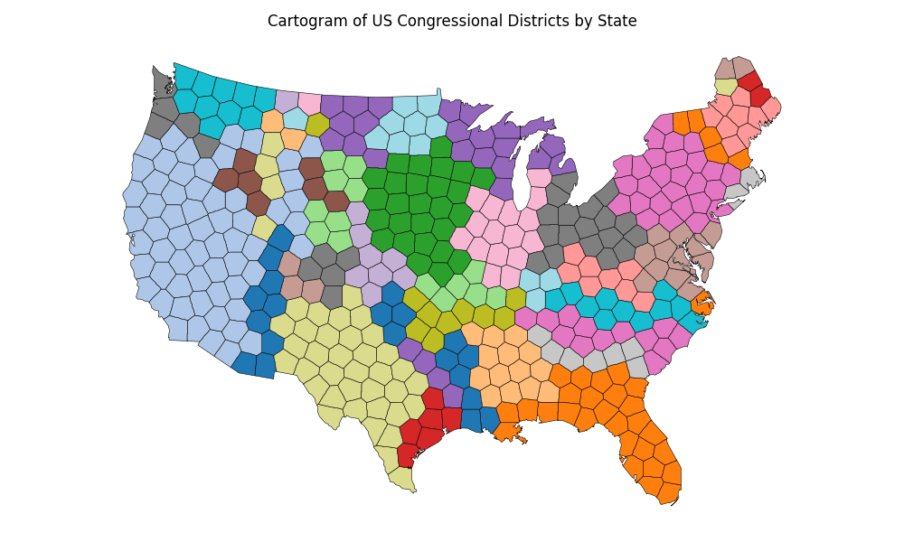 Cartogram of US Congressional Districts by State